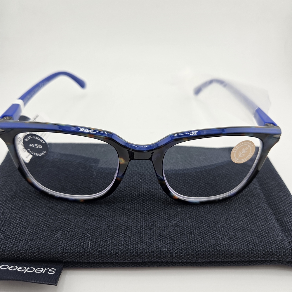 Peepers +1.50 "Dante"Reading Glasses/ Blue Light Filtering  Springe Hinges New